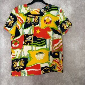 Vintage 90's Chaus Nautical Boat Short Sleeve Blouse Women's Size 6 Cruise